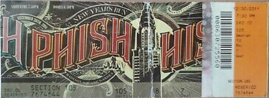 New Years Eve Phish ticket stubs that are known as PTMB