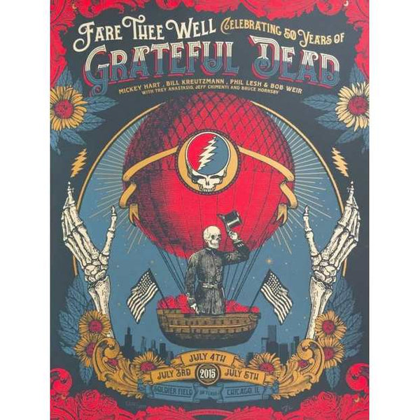 Grateful Dead Poster, Fare Thee Well, Justin Helton, Chicago 2015